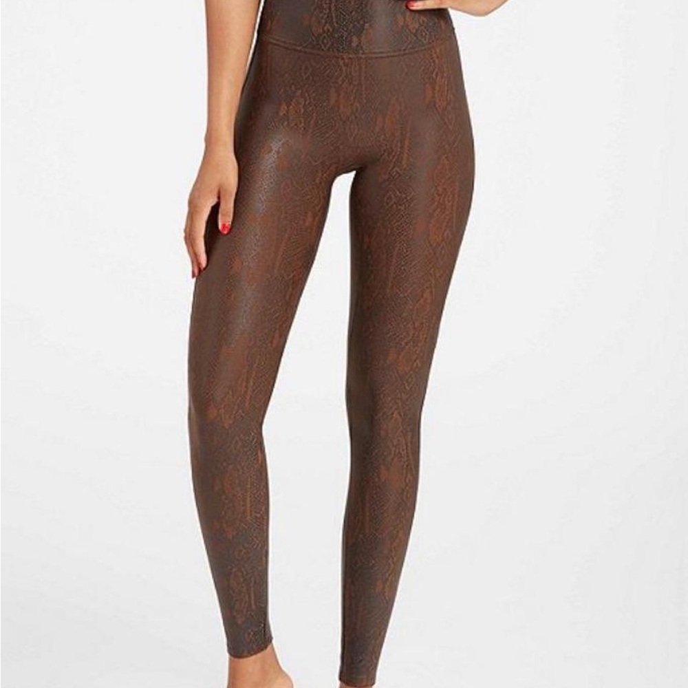 SPANX Brown Snake-Print High-Waist Leggings